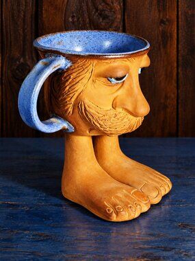Vintage A and A Pottey Face Mug With Feet Studio Made Decor Use